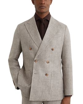 Reiss Reiss Amore Linen Double Breasted Tailored Blazer