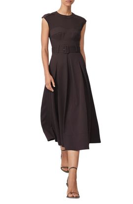 Reiss Reiss Ava Belted Cap Sleeve Midi Dress