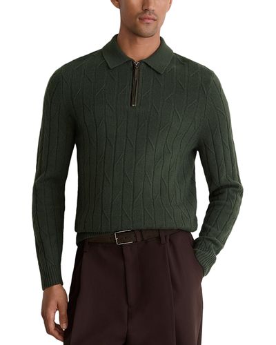 Reiss Reiss Bartstow Wool Half Zip Diagonal Stitch Sweater