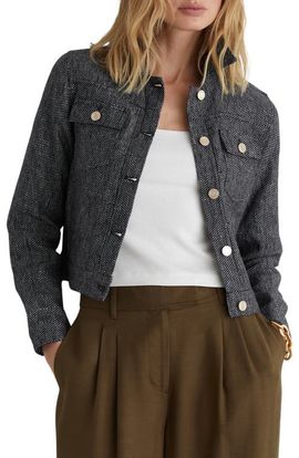 Reiss Reiss Bree Linen & Cotton Cropped Jacket