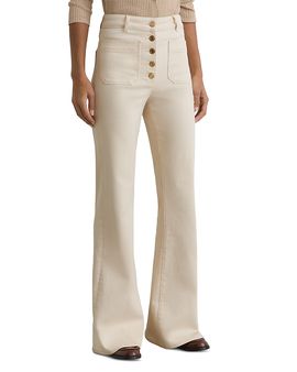 Reiss Reiss Cali High Rise Flare Leg Jeans in Ecru