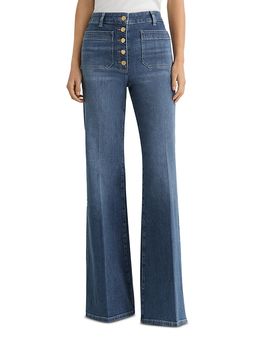 Reiss Reiss Cali High Rise Flare Leg Jeans in Mid Blue