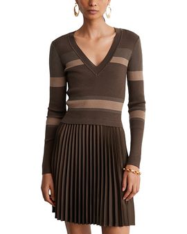 Reiss Reiss Carly Pleated Wool Blend Mini Dress