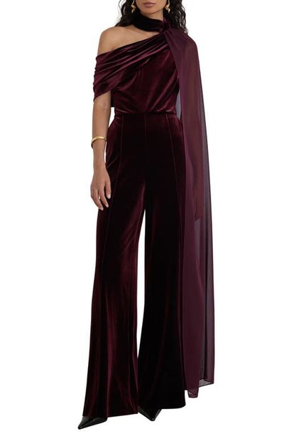 Reiss Reiss Carrie One-Shoulder Wide Leg Velvet Jumpsuit