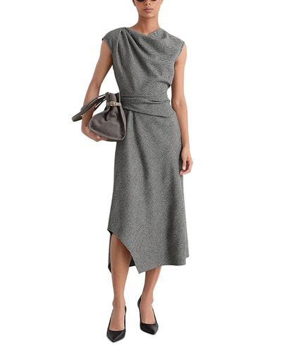 Reiss Reiss Clara Houndstooth Check Tailored Midi Dress