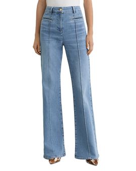 Reiss Reiss Claude Pintuck High Rise Flare Leg Jeans in Light Blue