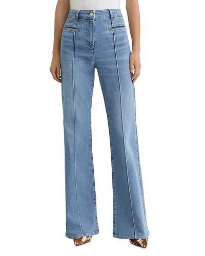 Reiss Reiss Claude Pintuck High Rise Flare Leg Jeans in Light Blue