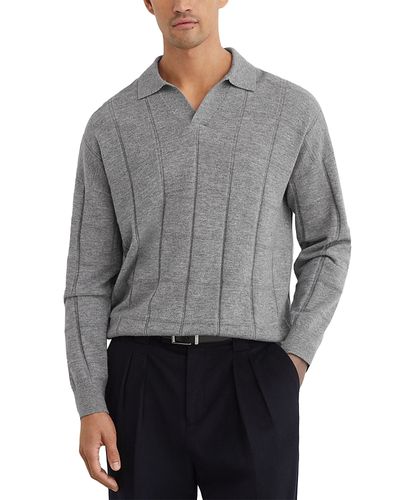 Reiss Reiss Compton Wool Open Collar Square Pattern Polo Shirt