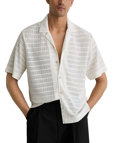 Reiss Reiss Crochet Stripe Cuban Shirt