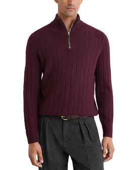 Reiss Reiss Douglas Wool Half Zip Diagonal Stitch Sweater