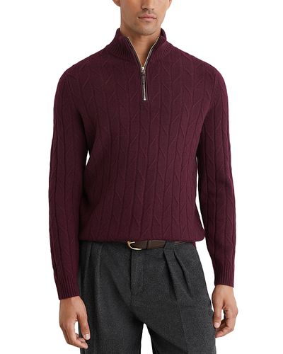 Reiss Reiss Douglas Wool Half Zip Diagonal Stitch Sweater
