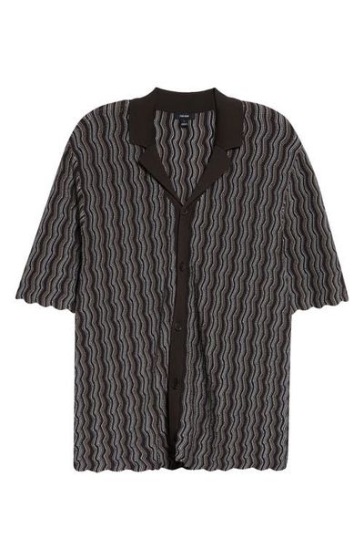 Reiss Reiss Drake Button-Up Knit Stripe Shirt