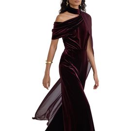 Reiss Reiss Draped Velvet One Shoulder Jumpsuit