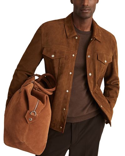 Reiss Reiss Edington Suede Press Stud Trucket Jacket