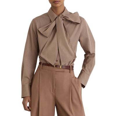 Reiss Reiss Elowen Pinstripe Tie Neck Shirt