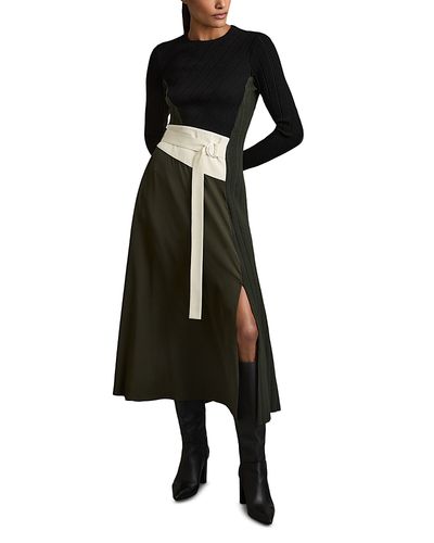 Reiss Reiss Emilina Knit Woven Midi Dress