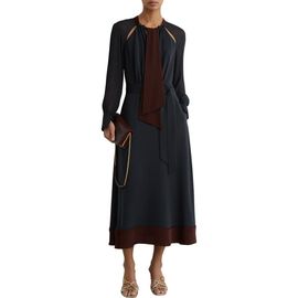 Reiss Reiss Estella Tie Neck Long Sleeve Maxi Dress