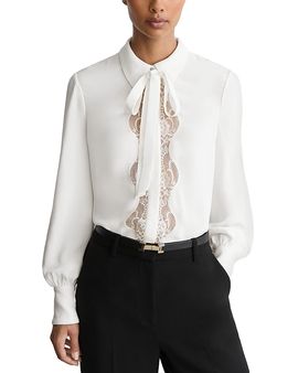Reiss Reiss Estelle Lace Trim Crepe Shirt