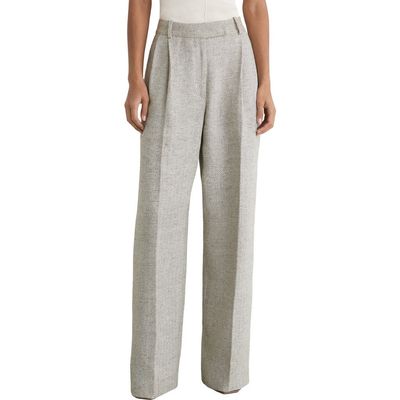 Reiss Reiss Ezra Herringbone High Waist Wide Leg Pants