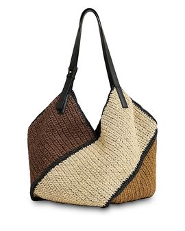 Reiss Reiss Farrah Color Block Raffia Shoulder Bag