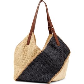 Reiss Reiss Farrah Raffia Effect Colorblock Tote