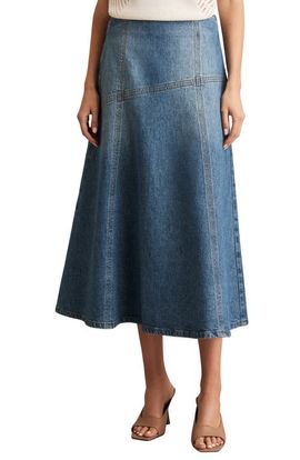 Reiss Reiss Fee Flare Midi Denim Skirt