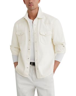 Reiss Reiss Finley Cotton Press Stud Denim Overshirt
