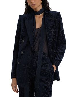 Reiss Reiss Flocked Velvet Double Breasted Blazer