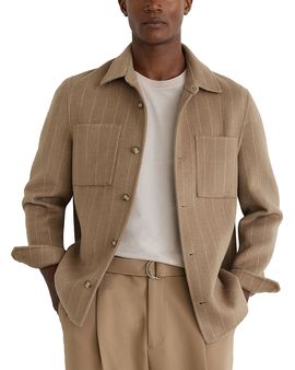 Reiss Reiss Gano Chalk Stripe Brushed Pocket Overshirt