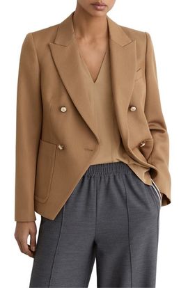 Reiss Reiss Gigi Double Breasted Twill Blazer