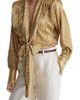 Reiss Reiss Glenn Metallic Plissé Tie Waist Top - 1