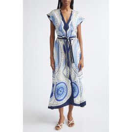 Reiss Reiss Heidi Scarf Print Belted Midi Dress
