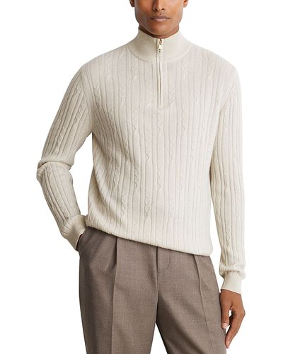 Reiss Reiss Howard Cashmere Half Zip Cable Knit Sweater
