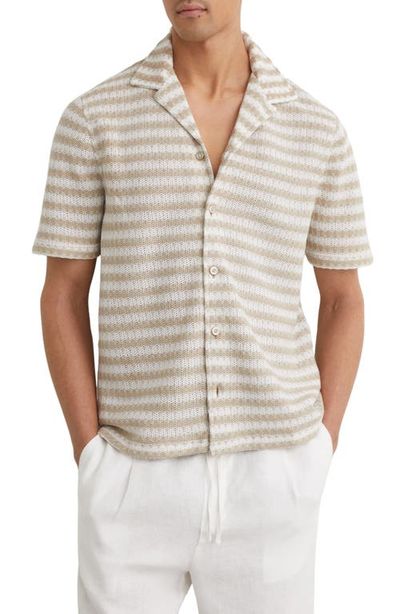 Reiss Reiss Island Striped Knit Button-Up Shirt