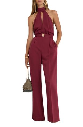 Reiss Reiss Jodie Halter Neck Belted Wide Leg Jumpsuit