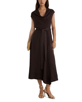 Reiss Reiss Justine Cowl Neck Sash Waist Midi Dress