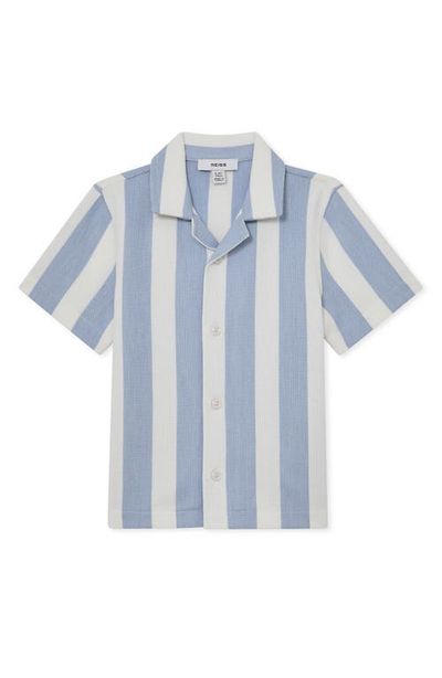 Reiss Reiss Kids' Dexter Stripe Short Sleeve Camp Shirt