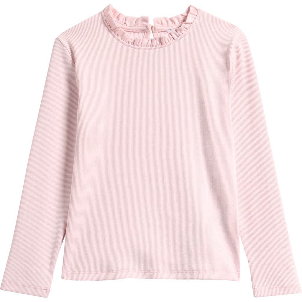 Reiss Reiss Kids' Flora Ruffle Neck Long Sleeve Rib T-Shirt