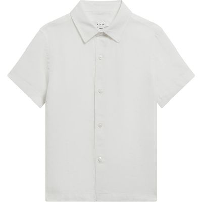 Reiss Reiss Kids' Holiday Jr. Short Sleeve Linen Button-Up Shirt