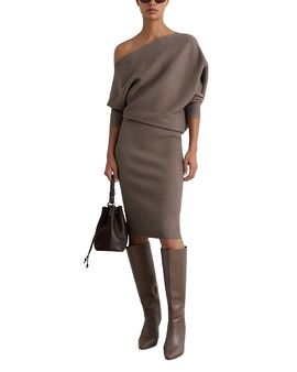 Reiss Reiss Lara Off-the-Shoulder Ribbed Knit Dress