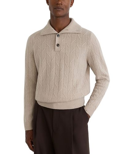 Reiss Reiss Littleton Wool Half Button Diagonal Stitch Sweater