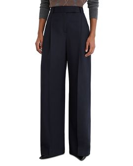 Reiss Reiss Luna Wool Blend Pleated Wide Leg Pants