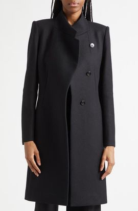 Reiss Reiss Max Asymmetric Collar Wool Blend Coat