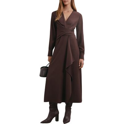 Reiss Reiss Mira Drape Detail Long Sleeve Dress