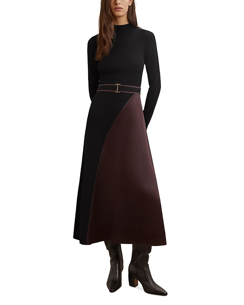 misty knit pleated dress More To Come Misty Knit Pleated Dress In Brown - 25% Off