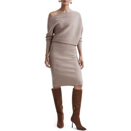 Reiss Reiss One-Shoulder Long Sleeve Rib Sweater Dress