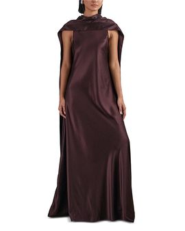 Reiss Reiss Petite Fae Satin Cape Maxi Dress