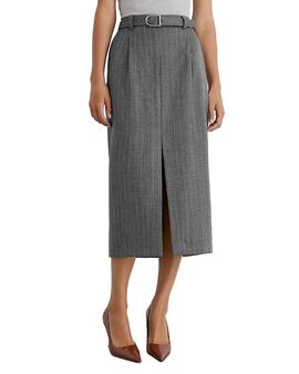Reiss Reiss Petites Astrid Wool Pinstriped Midi Skirt