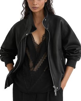 Reiss Reiss Petites Cara Leather Bomber Jacket