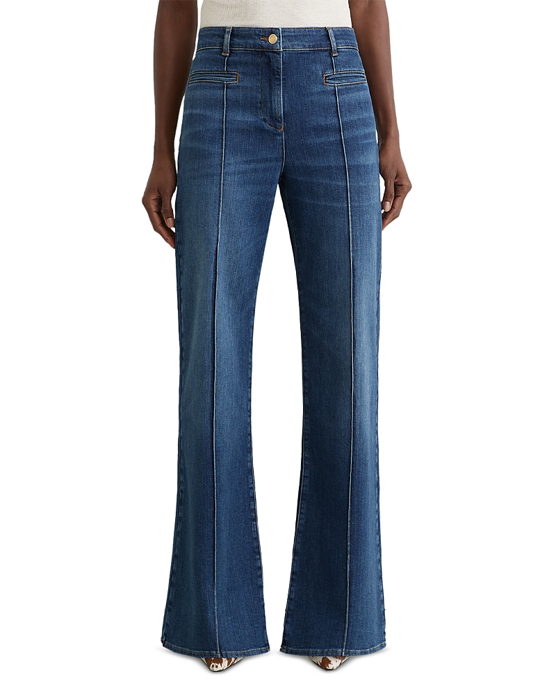 Reiss Reiss Petites Claude High Rise Flared Jeans in Mid Blue